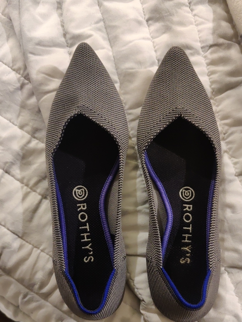 Rothy's The Point Pointed Toe Flat Gray Slip On shoes Y2K Retro Aesthetic Contem
